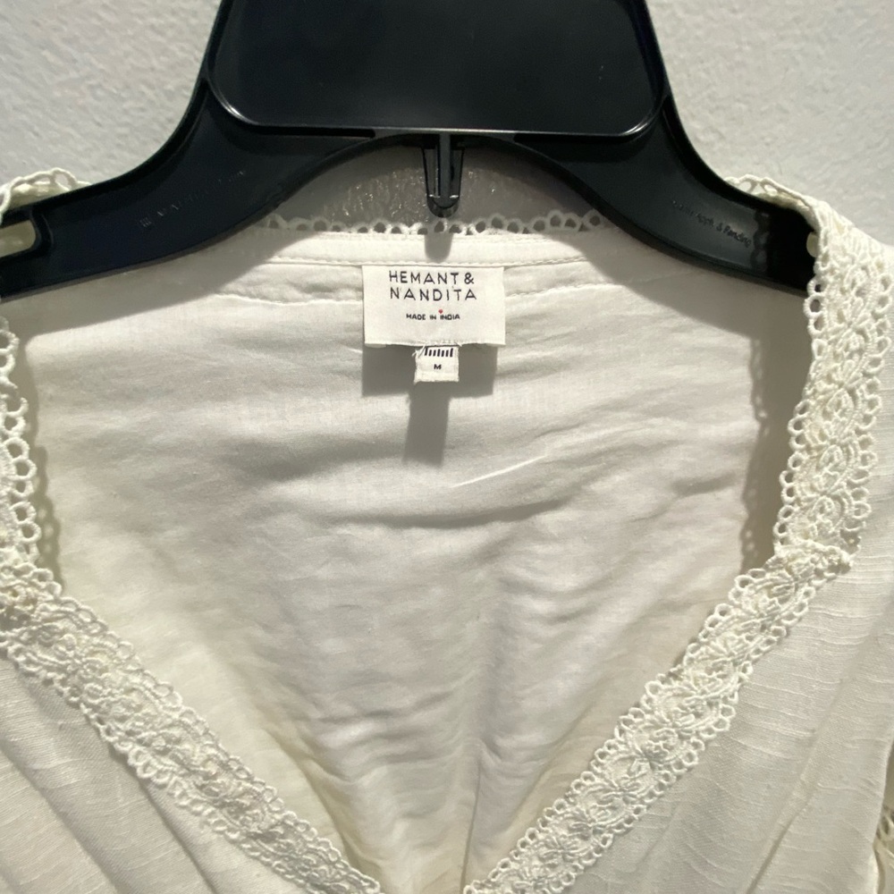 Hemant and Nandita Ruby Eyelet Guae Mini Dress Off White Medium - Picture 10 of 11